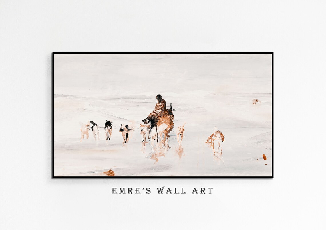 Abstract Winter Horse Rider Dogs Snow Painting Expressive Poster - Image 4