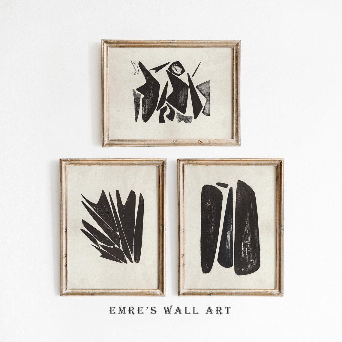 Vintage Abstract Shapes Art Print Set, Neutral Decor
