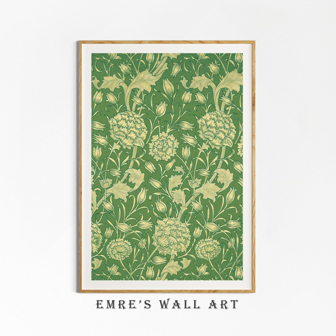 William Morris Green Carnation Floral Pattern Botanical Poster - Image 4