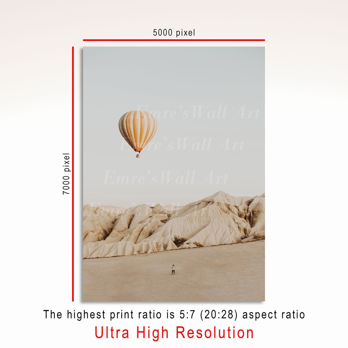 Cappadocia Hot Air Balloon Neutral Landscape Art Print - Image 3