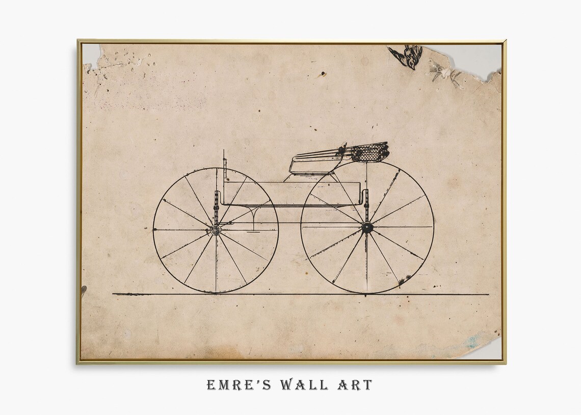 Vintage Bike Sketch Art Print, Antique Design - Image 2