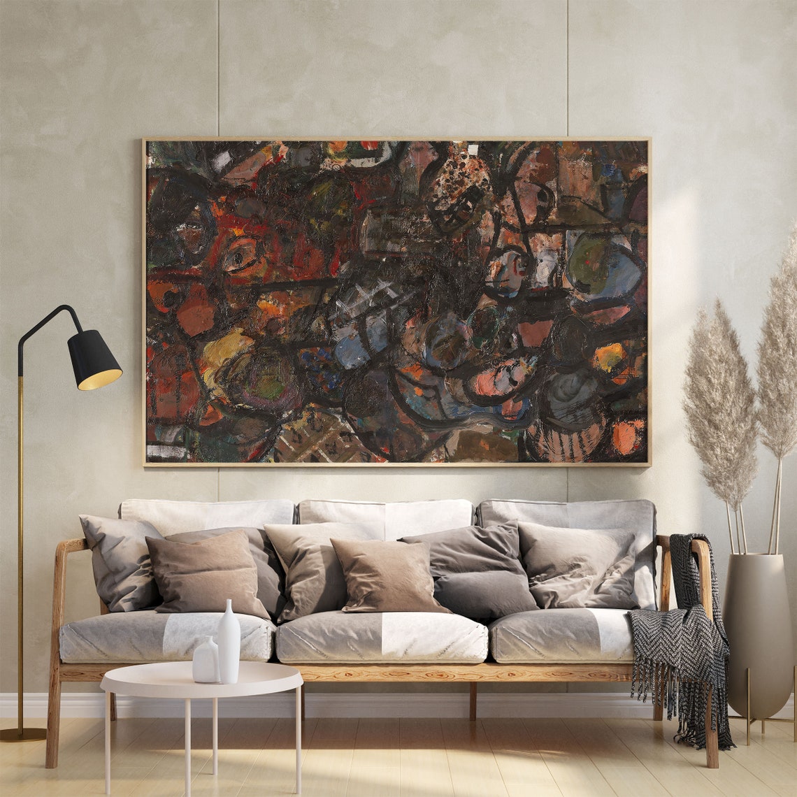 Dark Abstract Expressionist Oil Painting Heavy Texture Print - Image 2