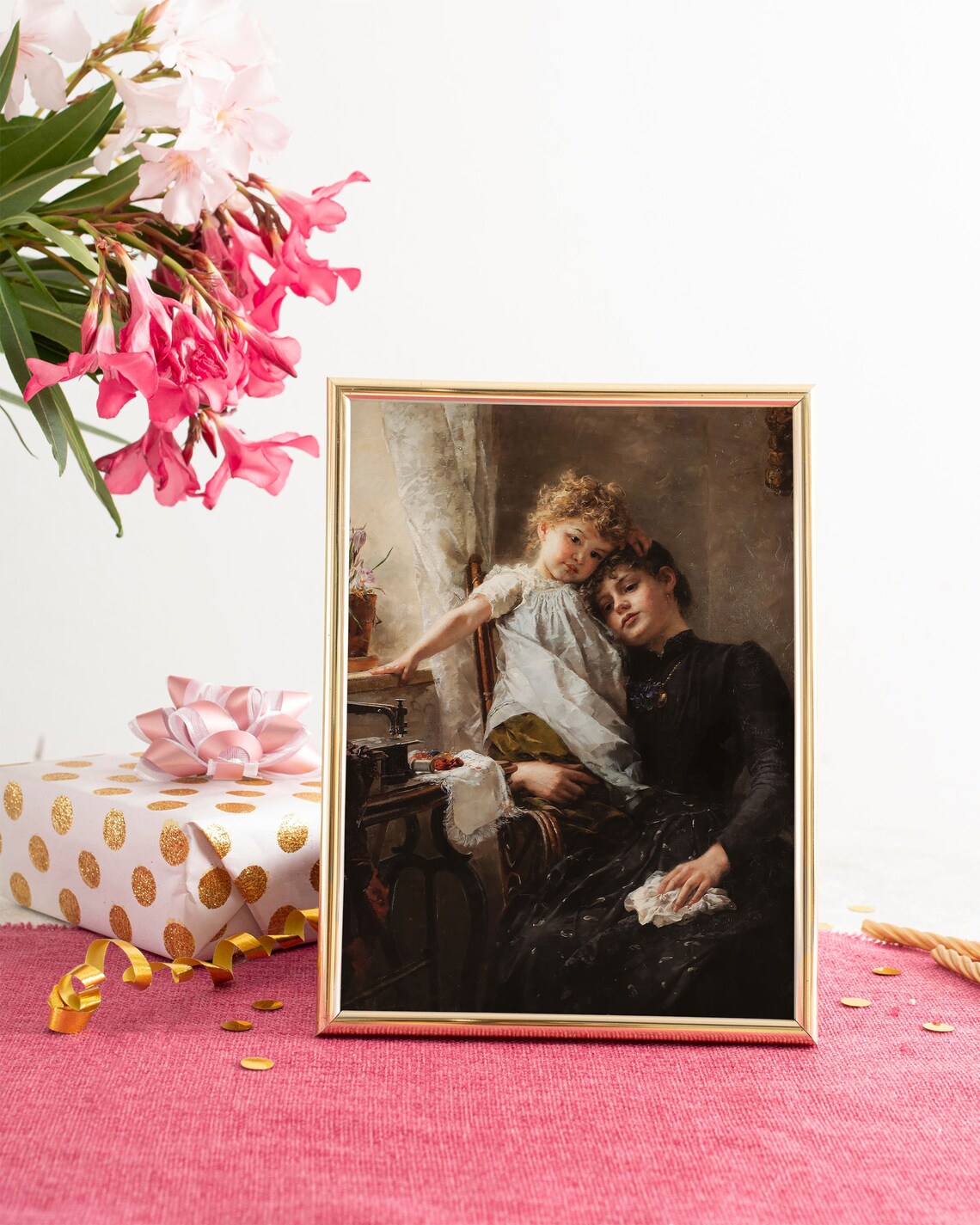 Mother And Child Vintage Moody Portrait Art Print - Image 4