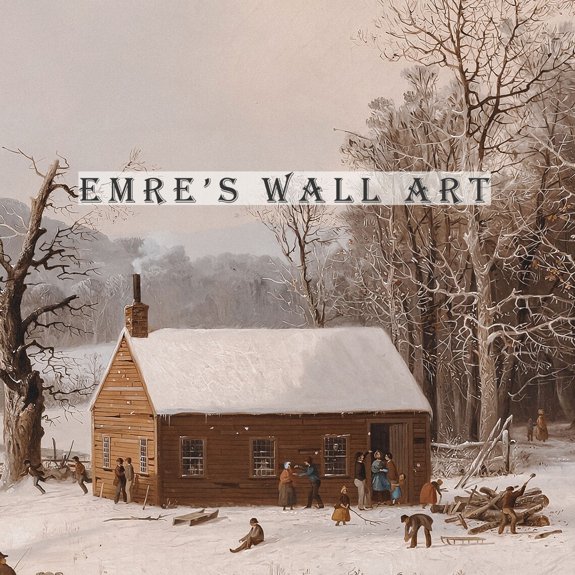 Vintage Country Farmhouse Winter Landscape Art Print - Image 2