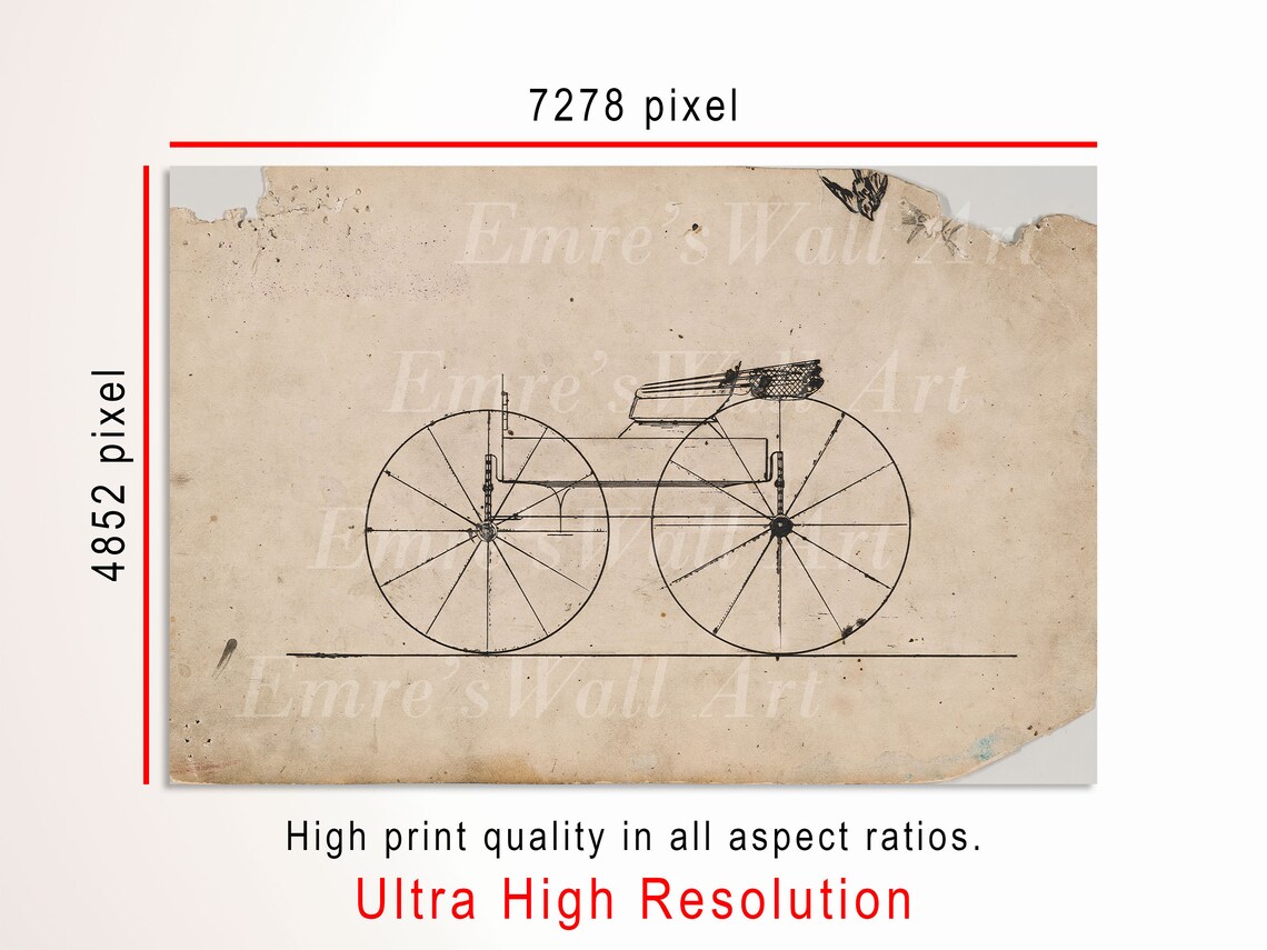 Vintage Bike Sketch Art Print, Antique Design - Image 3