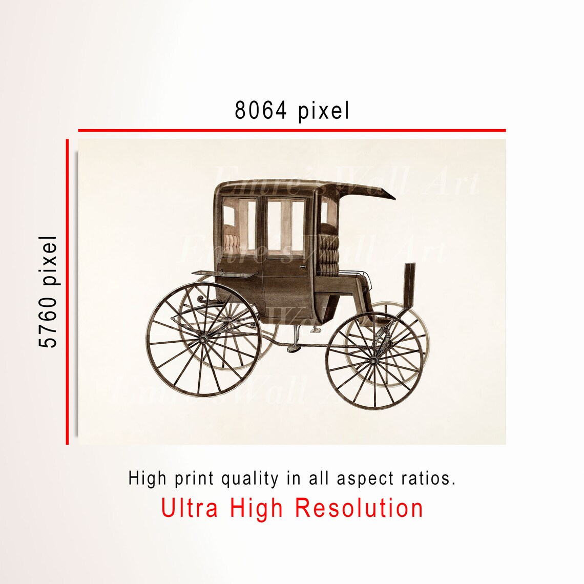 Vintage Horse Drawn Carriage Illustration Antique Travel Sketch Poster - Image 3