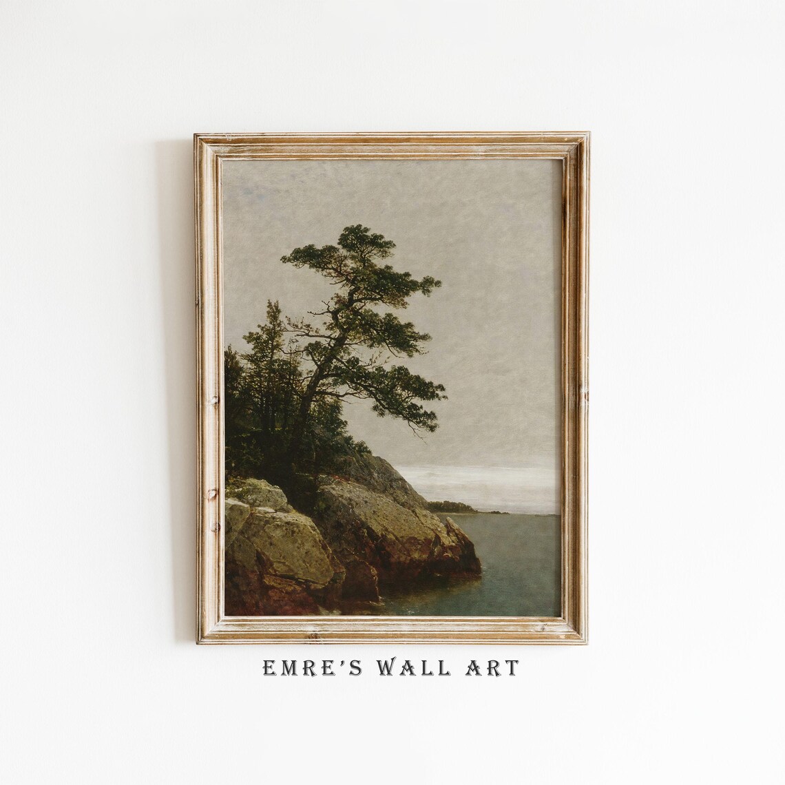 Rural Landscape Vintage Lake Painting Art Print