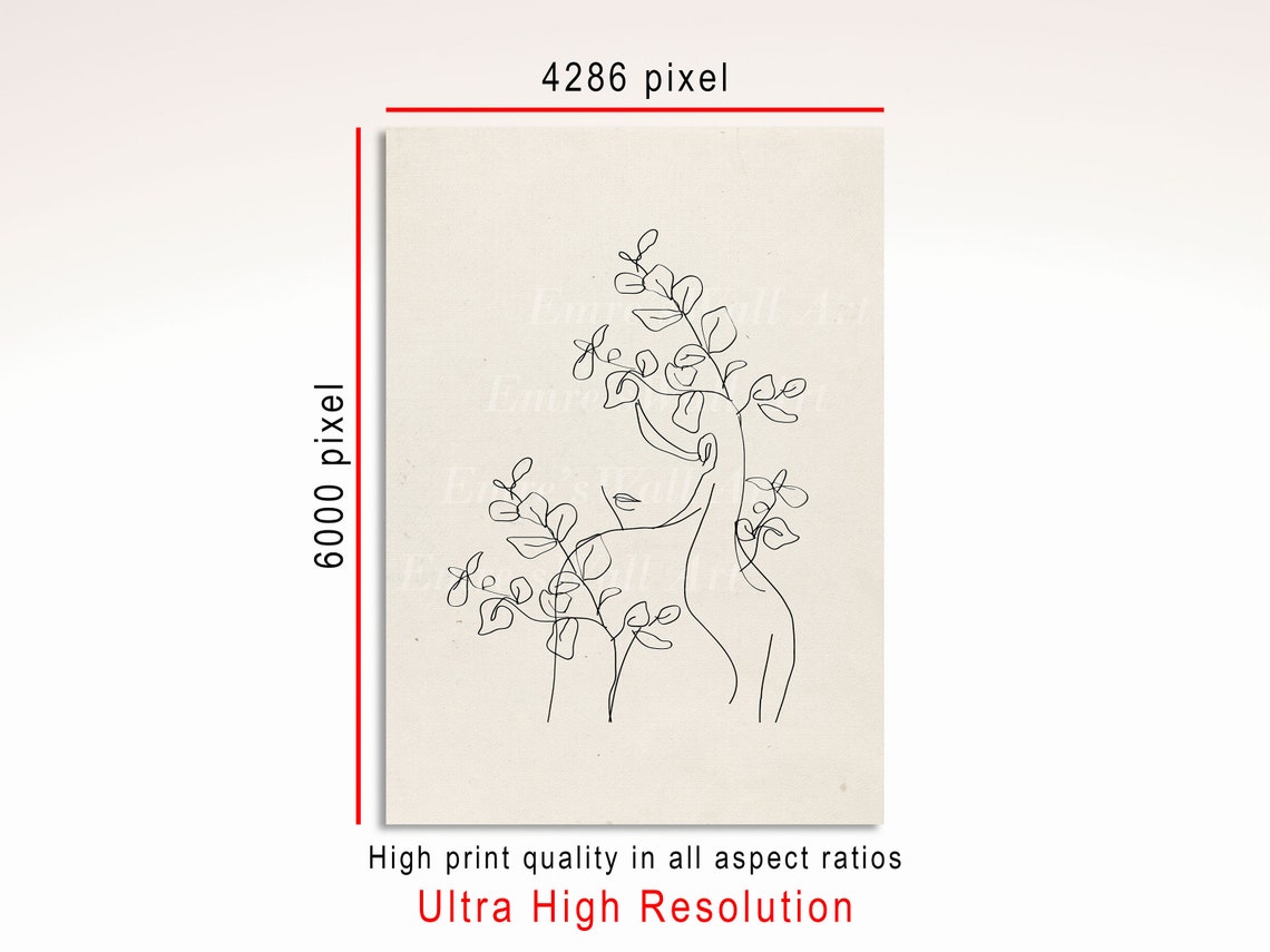 Minimalist Woman Face Line Art Botanical Sketch Neutral Decor Poster - Image 3