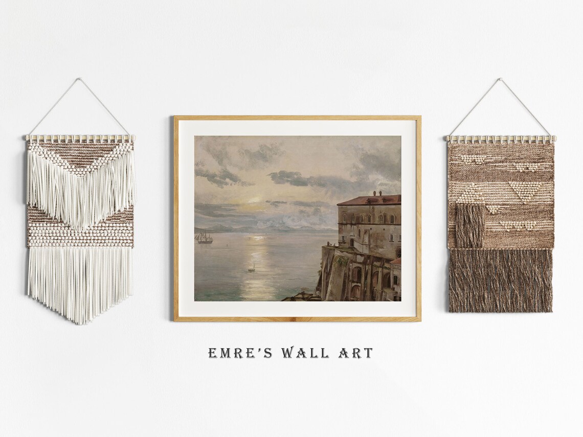 Vintage Coastal Sunset Seascape Art Print - Image 2