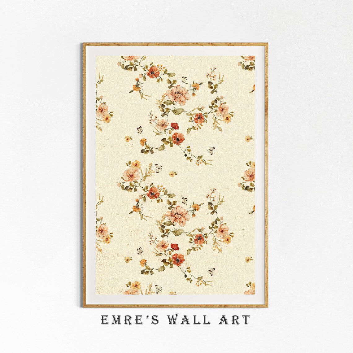 Vintage Botanical Antique Textile Floral Pattern Art Print - Image 4