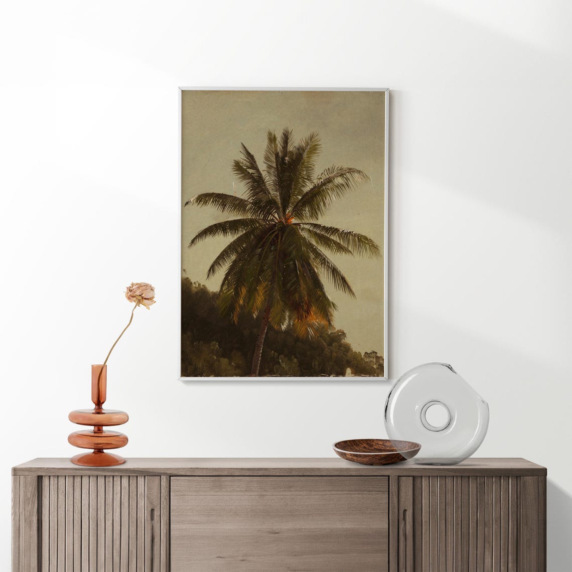 Tall Palm Tree Vintage Oil Painting Tropical Botanical Poster - Image 2