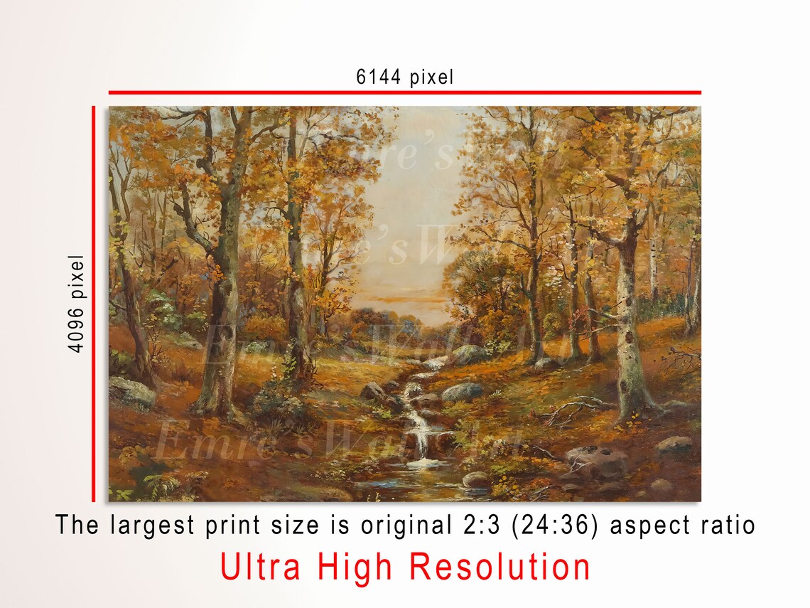 Autumn Landscape Oil Painting, Vintage Rustic Decor - Image 3