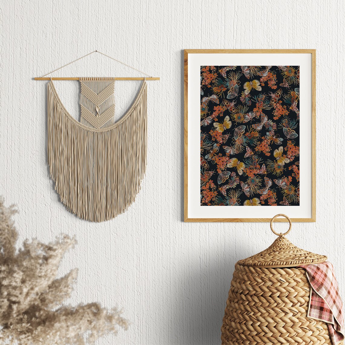 Vintage Textile Butterfly Rug Pattern Art Print - Image 2