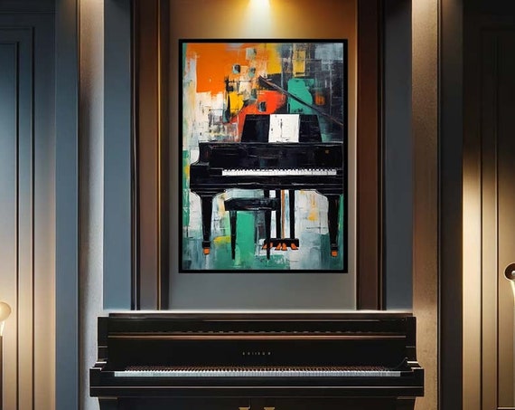 Modern Piano Painting Print Framed Musical Art Canvas For Home Decor