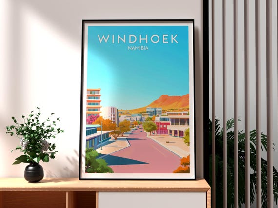 Windhoek Poster Namibia Print Travel Art Africa Wall City