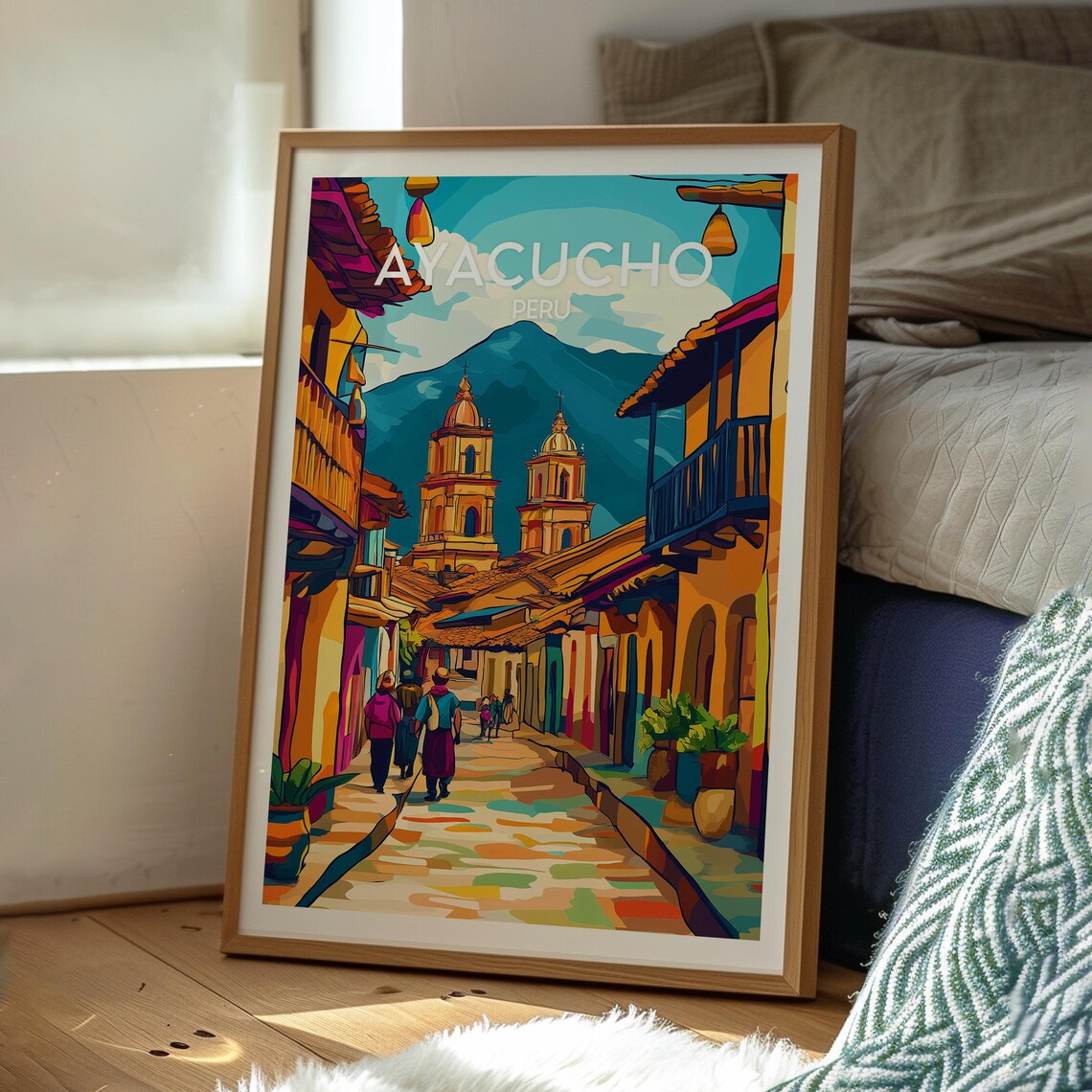 Ayacucho Peru Colonial Street Church Towers Andes Travel Poster - Image 3