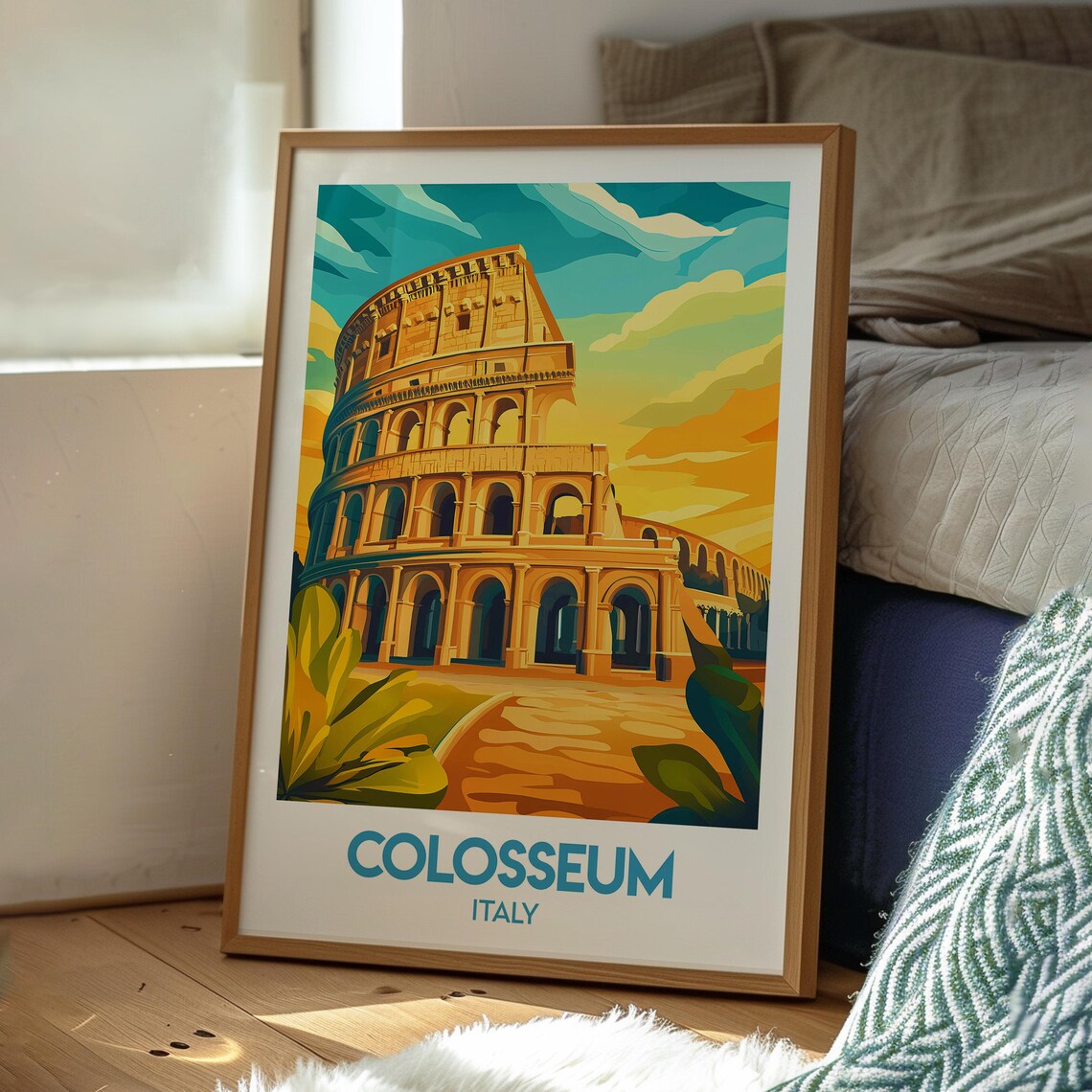 Colosseum Rome Italy Ancient Arena Sunset Golden Travel Poster - Image 3
