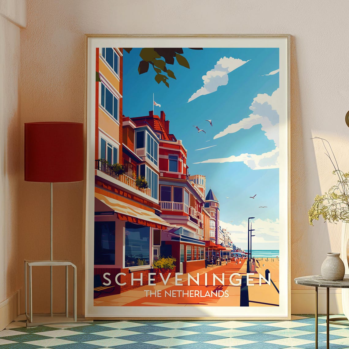 Scheveningen The Netherlands Beach Boulevard Retro Travel Poster - Image 2