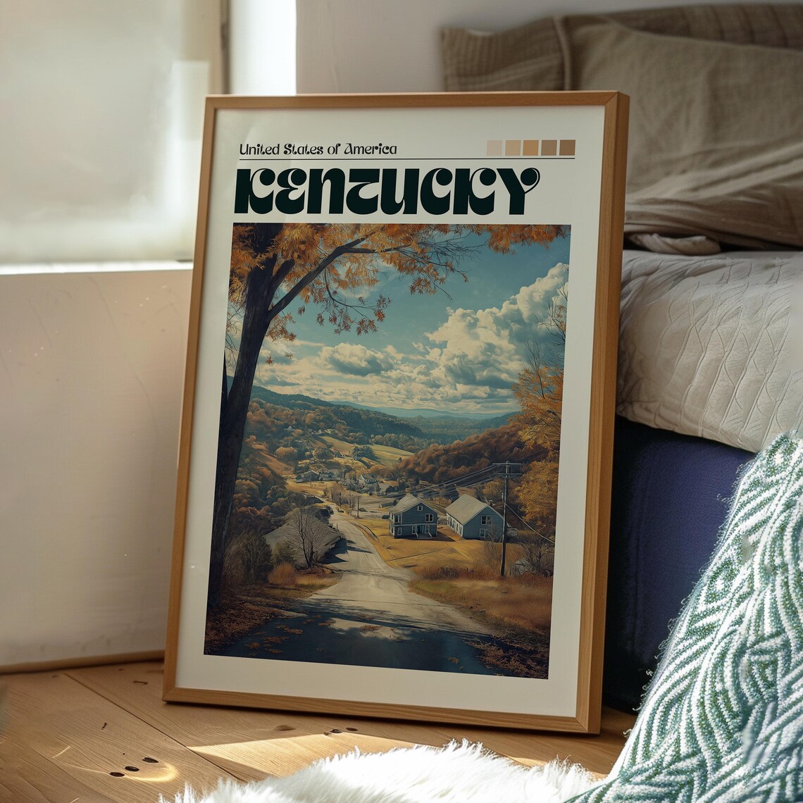 Kentucky United States Autumn Valley Road Countryside Art Poster - Image 3