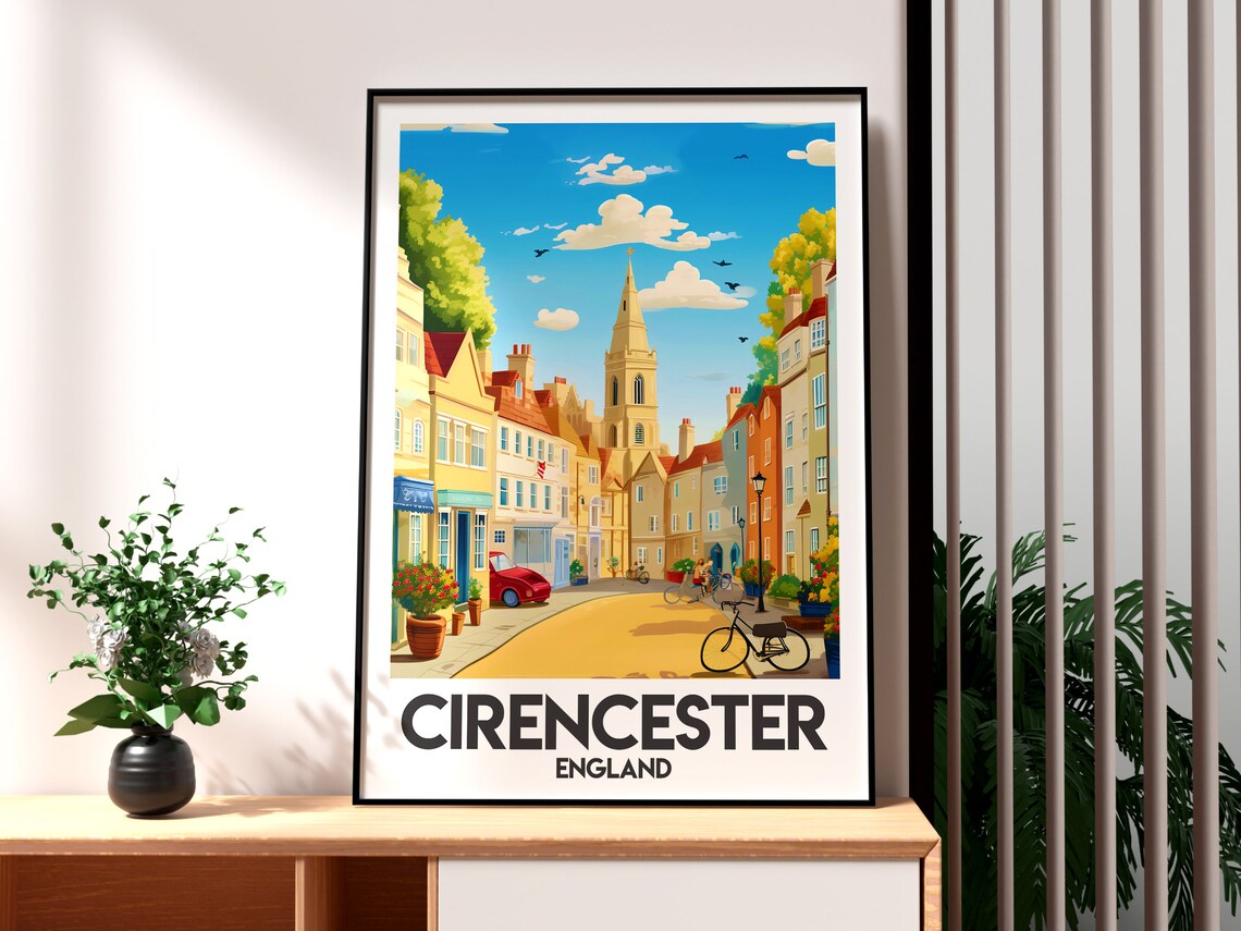 Cirencester England Cotswolds Market Town Church Street Travel Poster