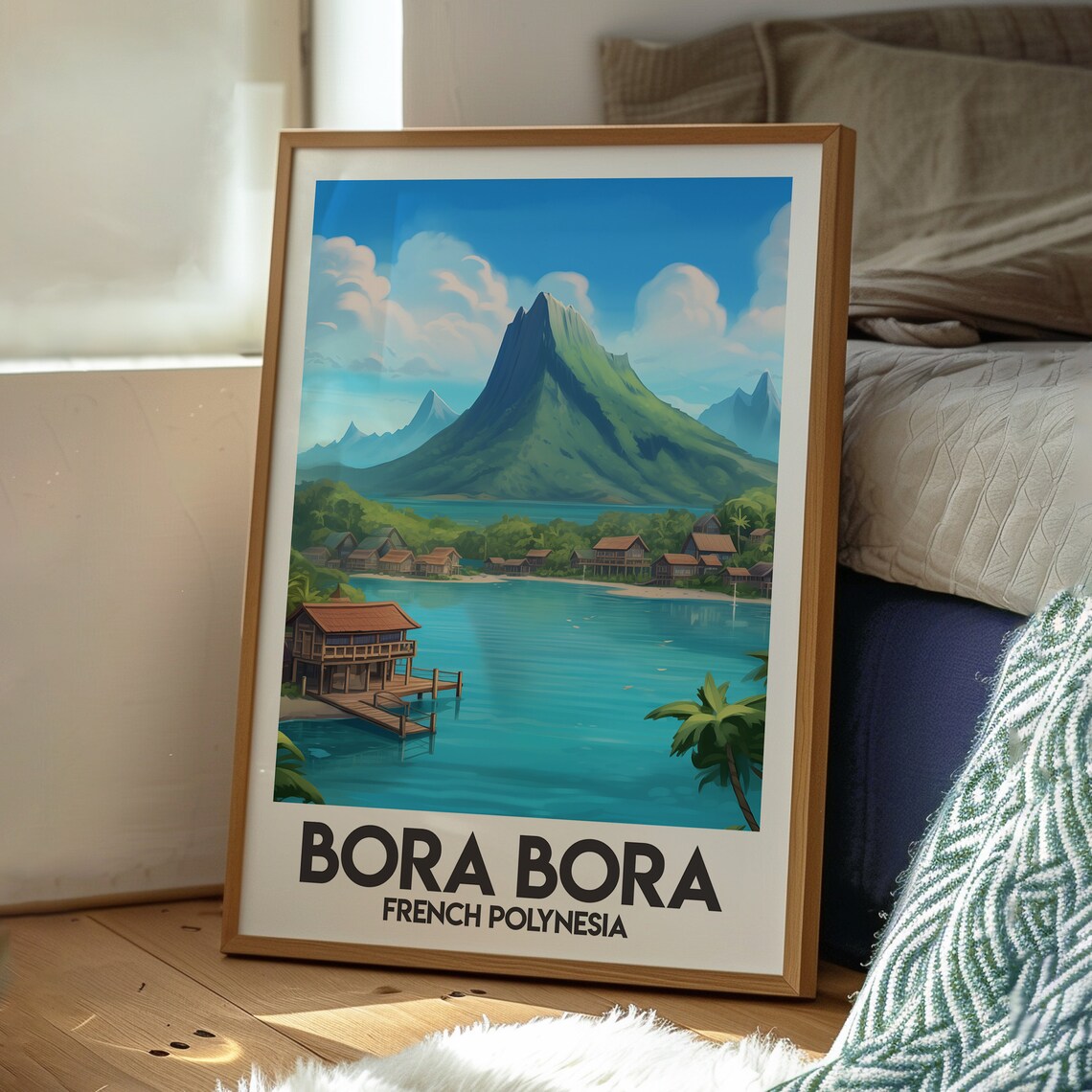 Bora Bora French Polynesia Lagoon And Peak Vintage Travel Poster - Image 3