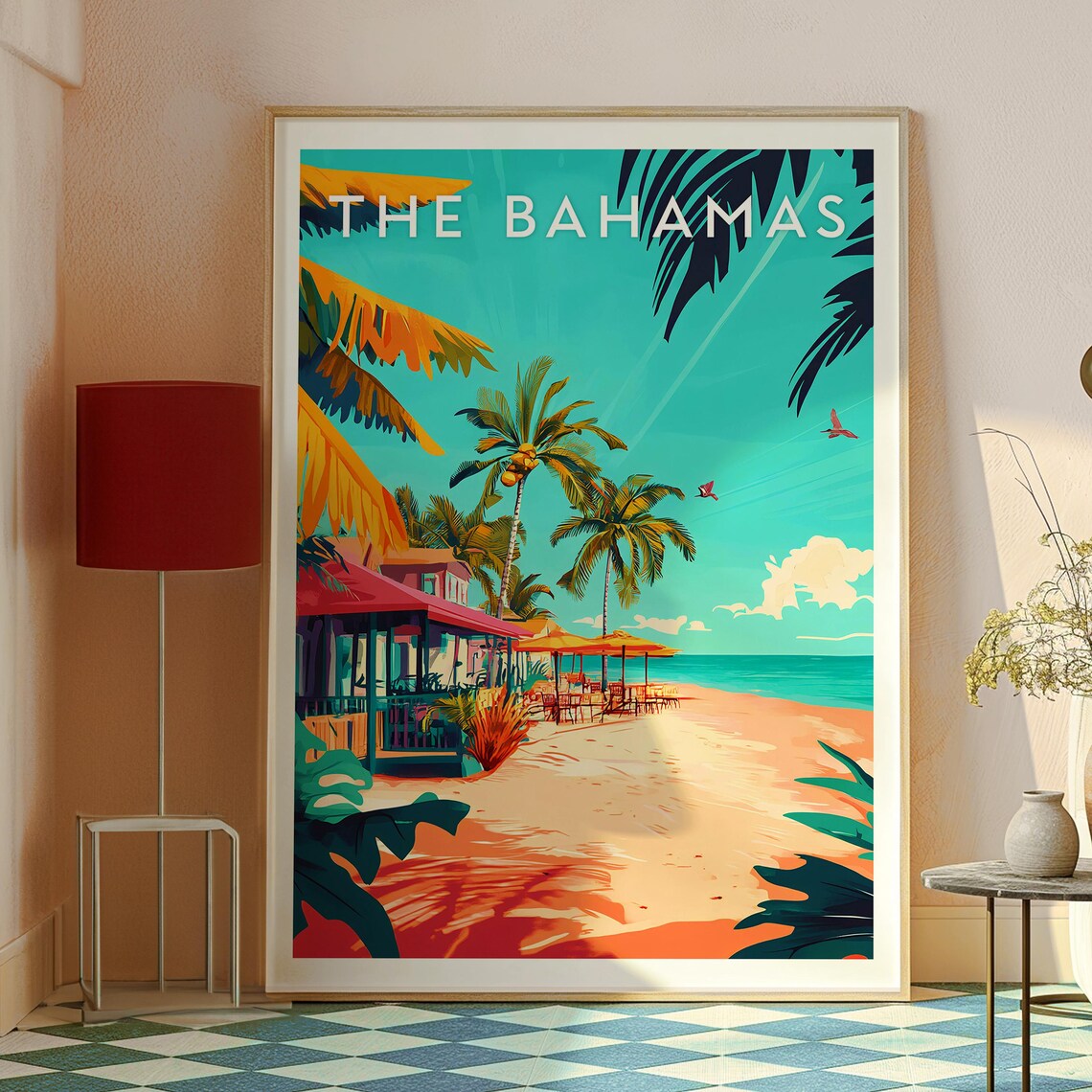 The Bahamas Tropical Beach Palms Ocean Escape Paradise Travel Poster - Image 2