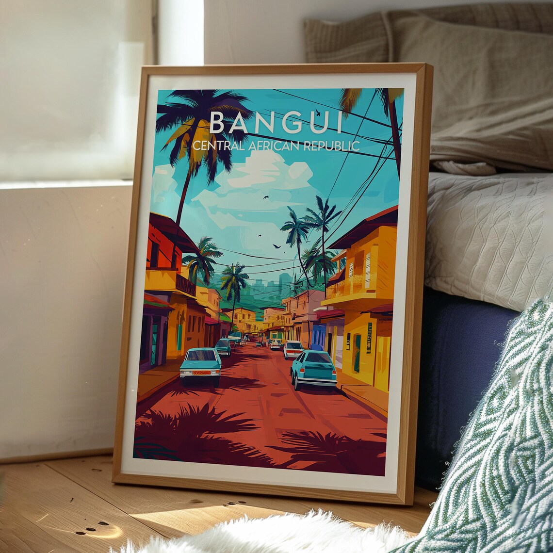 Bangui Central African Republic Street Palm City Travel Poster - Image 3