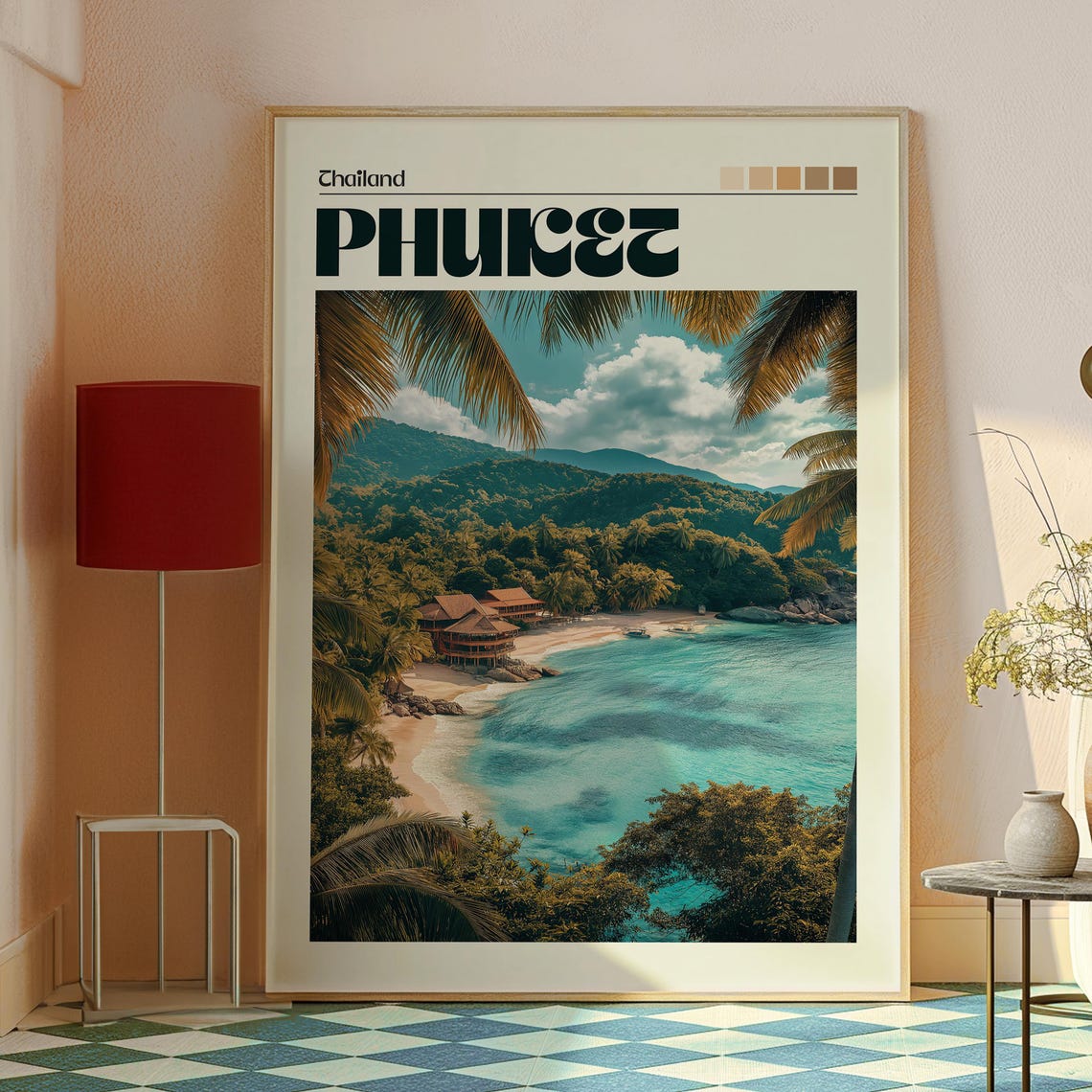 Phuket Thailand Turquoise Cove Beach Huts Island Travel Poster - Image 2
