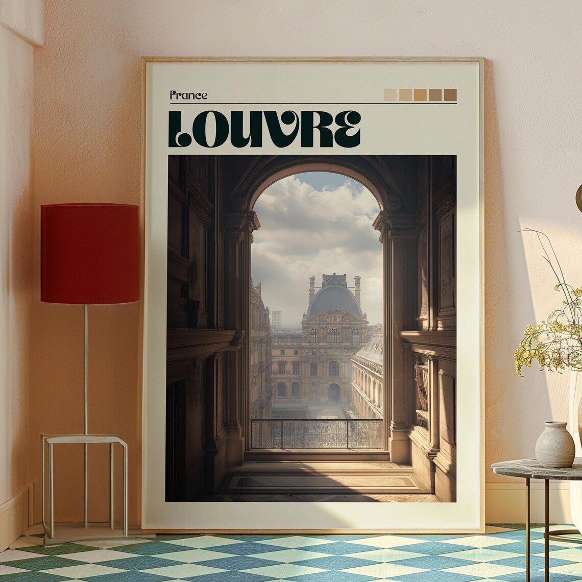 Louvre France Paris Grand Arch Palace Facade Museum View Travel Poster - Image 2