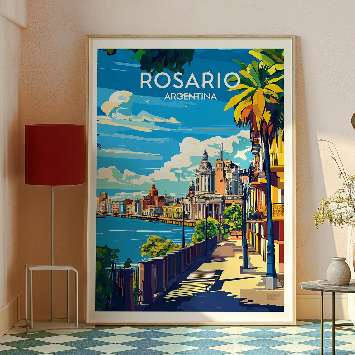 Rosario Argentina Riverside Promenade City Skyline Travel Poster - Image 2