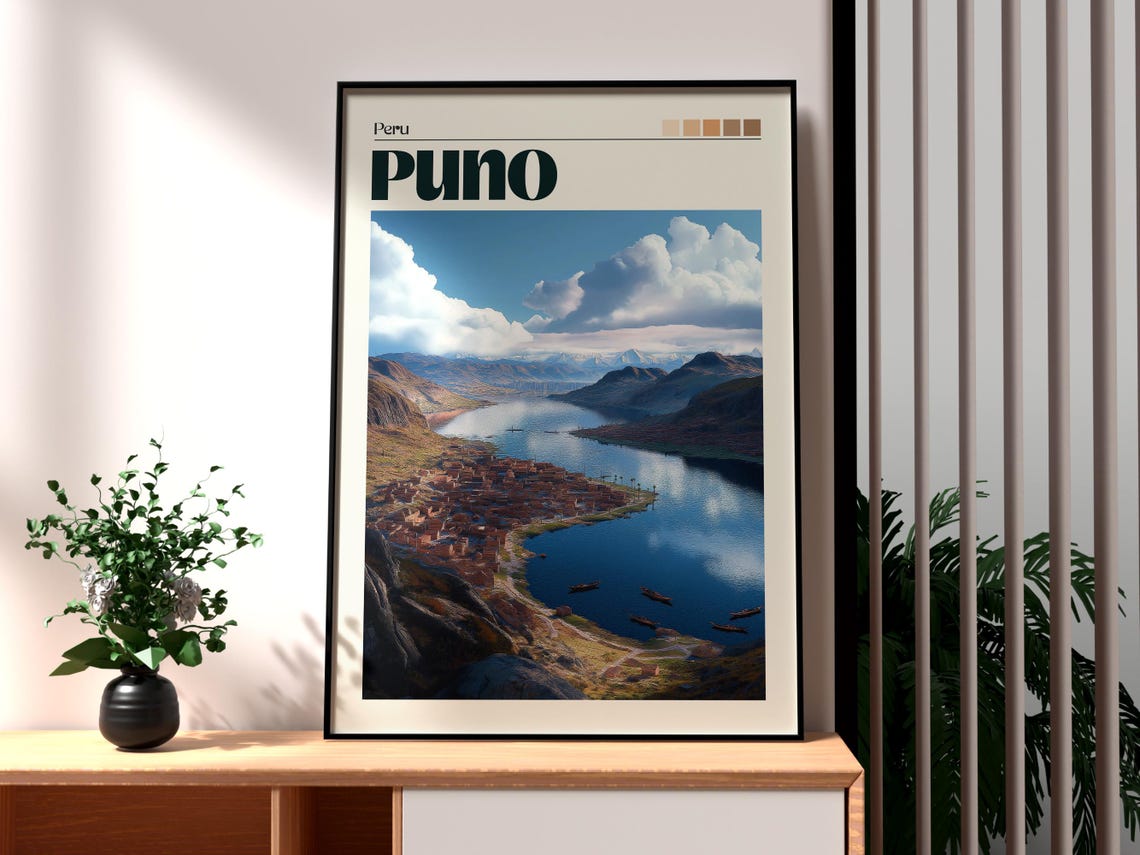 Puno Poster Art Peru Travel Print Wall Lake Titicaca Backpacking South America