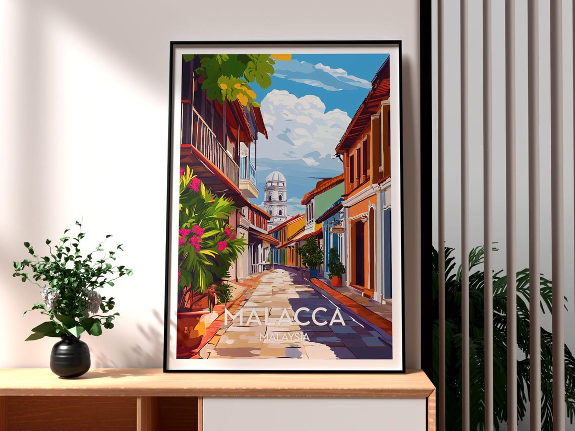 Malacca Print Malaysia Wall Art City Poster Jonker Street Travel Backpacking Melaka