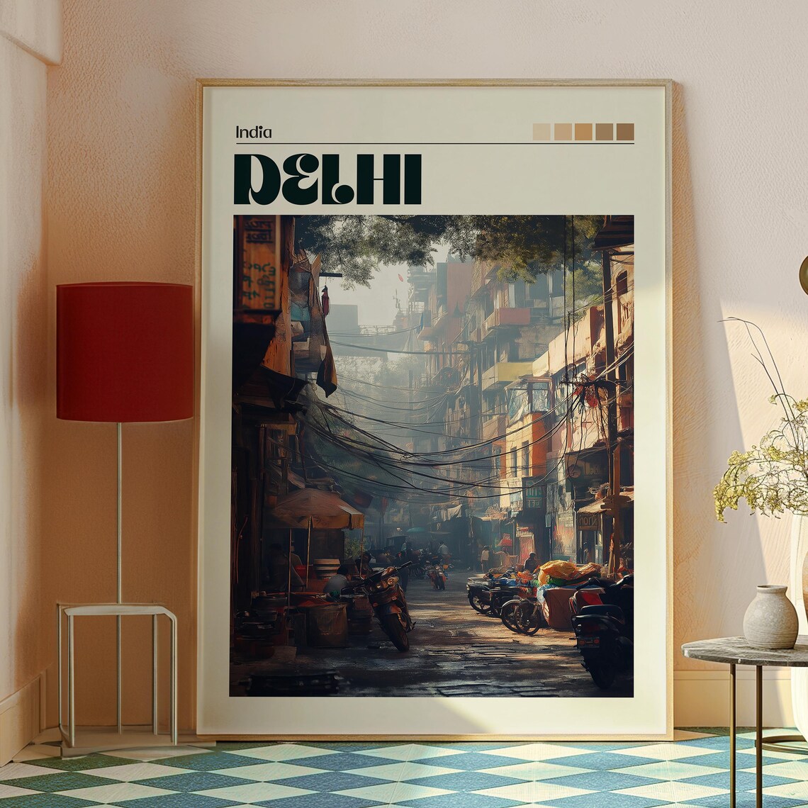 Delhi India Old City Alley Market Street Morning Light Travel Poster - Image 2