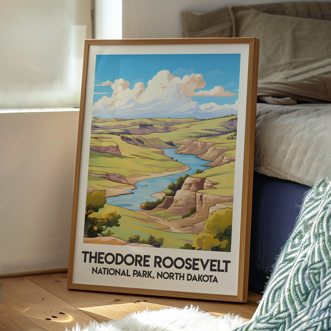 Theodore Roosevelt National Park North Dakota Badlands River Travel Poster - Image 3