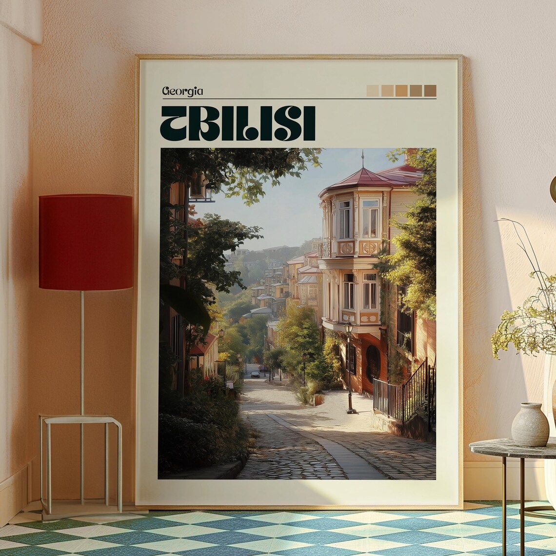 Tbilisi Georgia Old Town Hillside Street Sunlit Travel Poster - Image 2