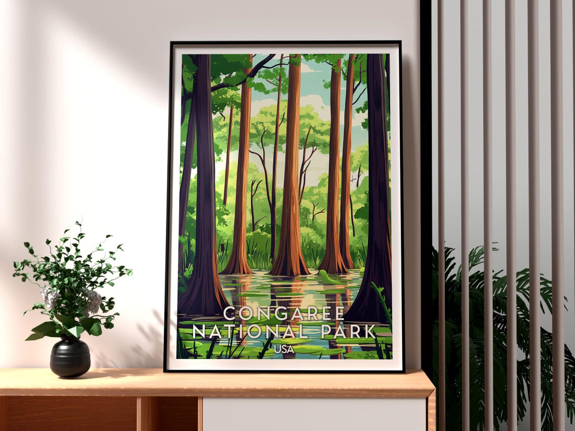 Congaree National Park Old Growth Forest Swamp Travel Poster