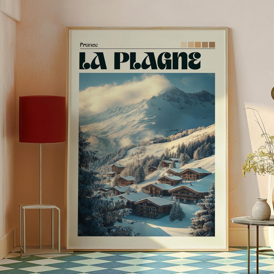 La Plagne France Alpine Ski Resort Snow Covered Chalets Poster - Image 2