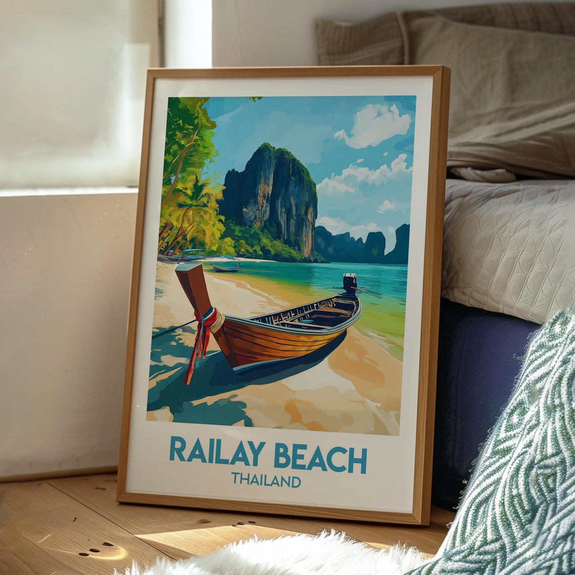 Railay Beach Travel Print Thailand Wall Art Ao Nang Krabi Poster Backpacking - Image 3