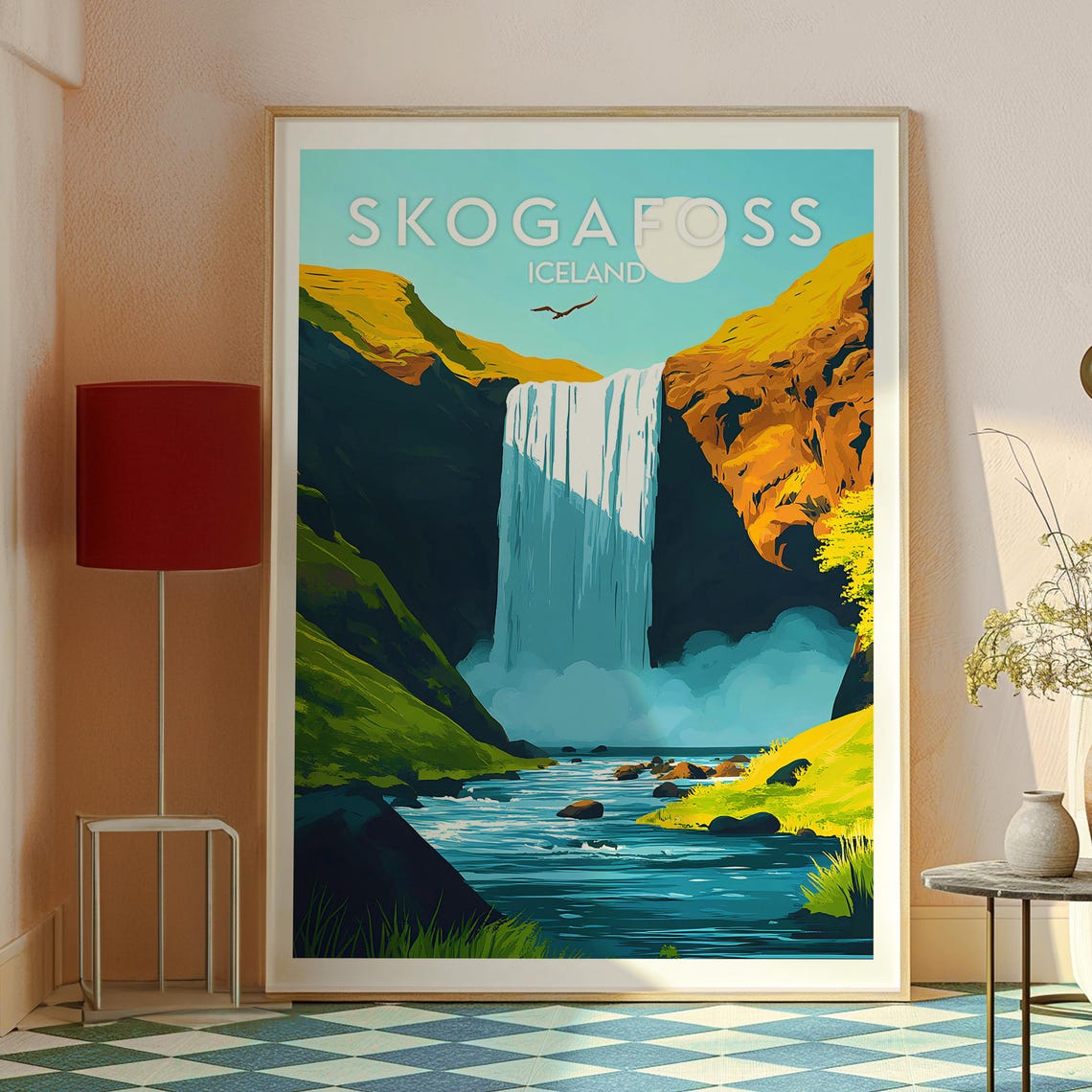 Skogafoss Iceland Travel Poster, Waterfall Wall Art - Image 2