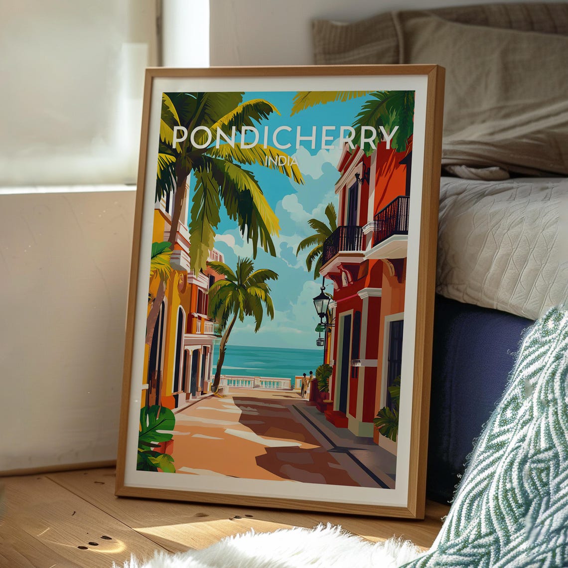 Pondicherry Travel Poster, French Quarter India - Image 2