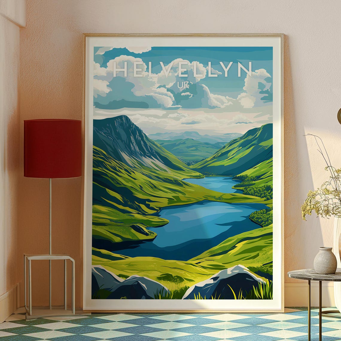 Helvellyn Lake District Mountain Lake Green Valley Hiking View Poster - Image 2
