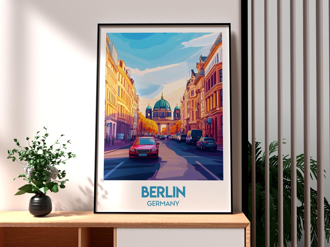 Berlin Germany Historic Cathedral City Street European Travel Poster
