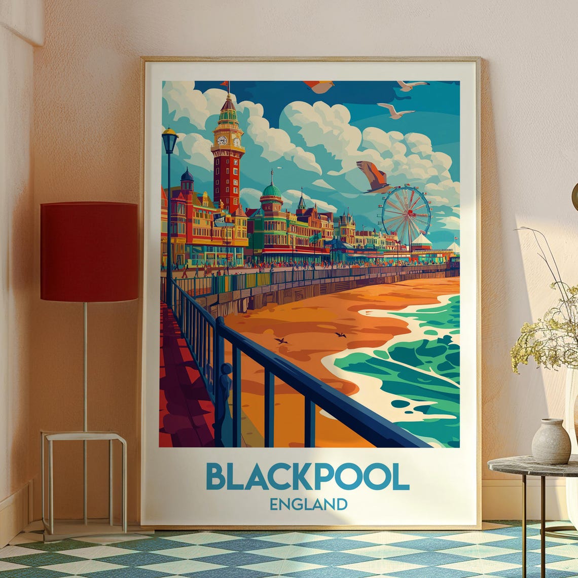 Blackpool England Seaside Pier Beach Amusement Travel Poster - Image 2