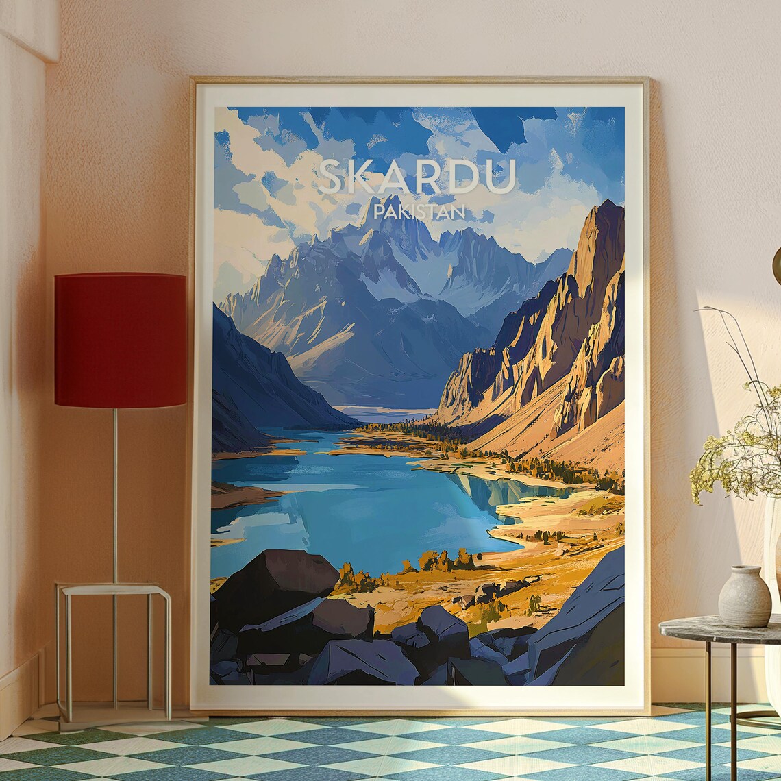 Skardu Pakistan Himalayan Mountain Lake Peaks Vintage Travel Poster - Image 2