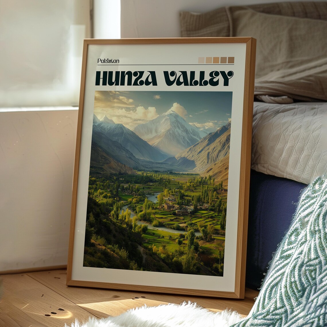 Hunza Valley Pakistan Karakoram Snow Peaks Village Travel Poster - Image 3