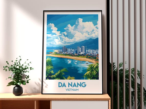 Da Nang Vietnam Travel Poster, Coastal Se Asia