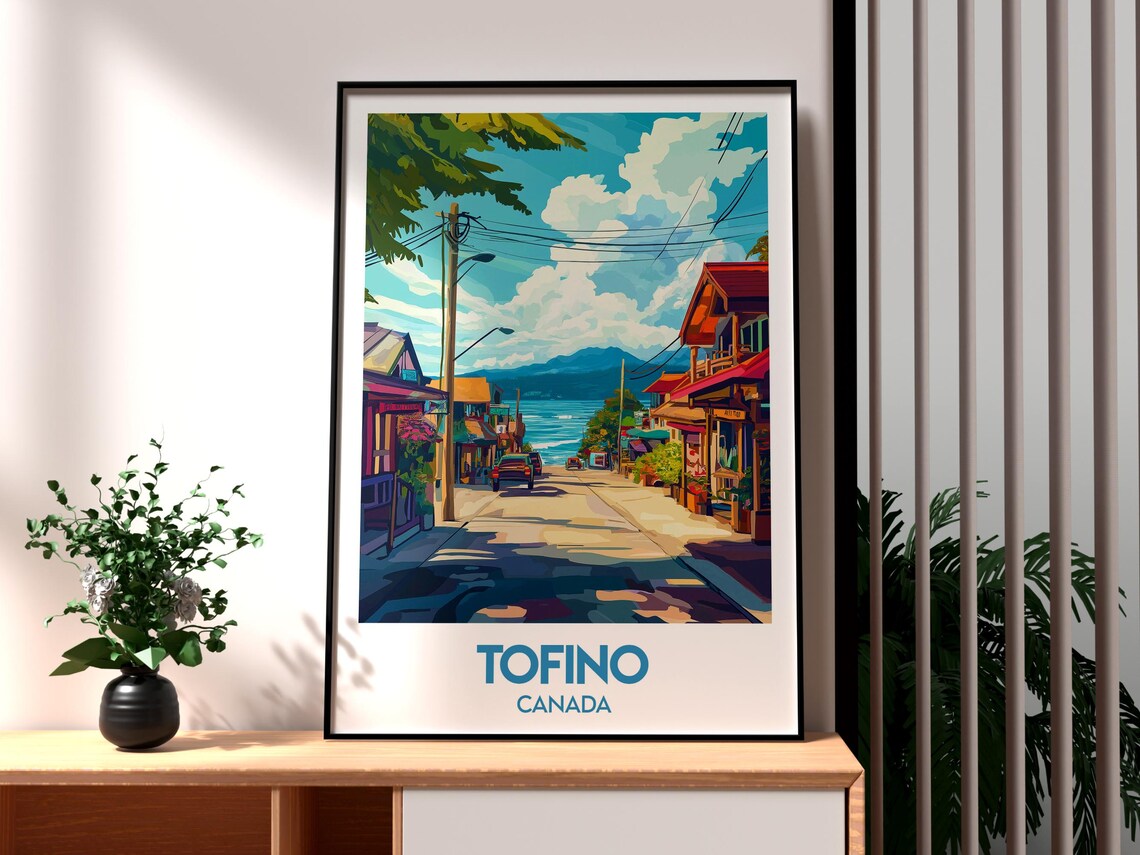 Tofino Canada Coastal Town Street Ocean View Surf Travel Poster