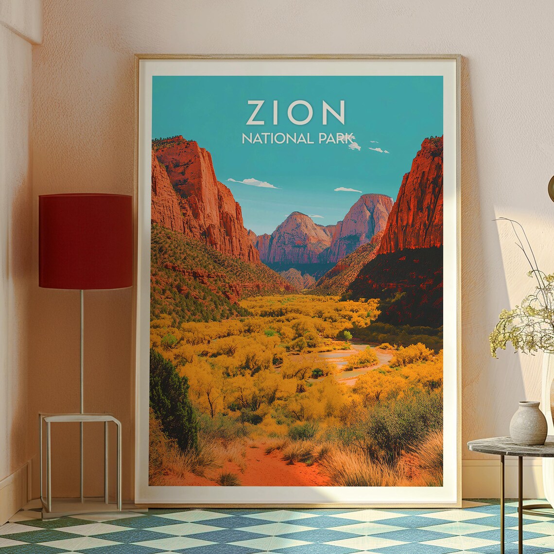 Zion National Park Utah Red Rock Desert Canyon Travel Poster - Image 2
