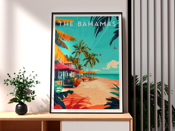 The Bahamas Poster Wall Art Caribbean Beach Print