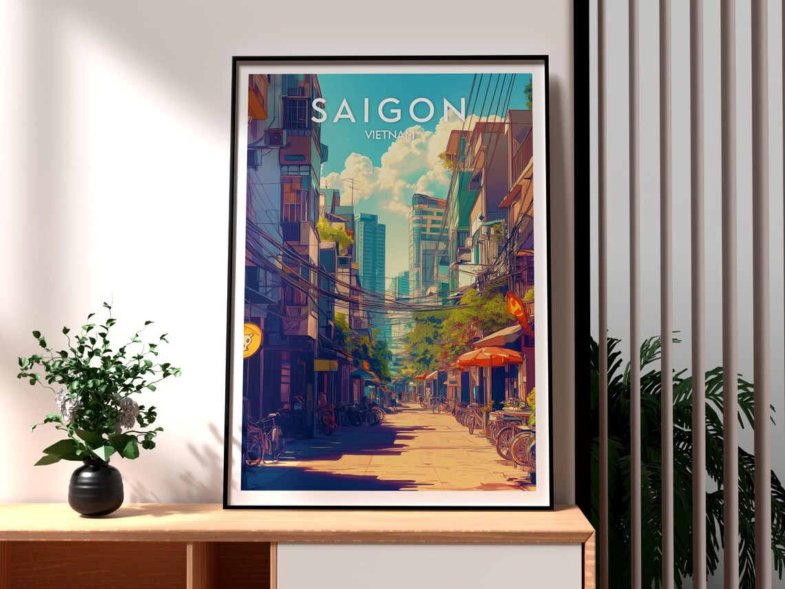 Saigon Vietnam Bustling Street Scooters City Life Travel Poster